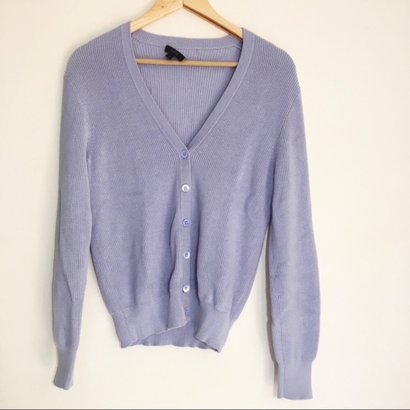 🍑J. Crew Lavender Ribbed Cardigan - Picture 3 of 6